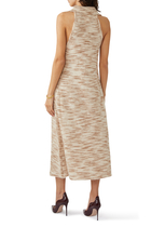 Printed long knit dress:BEIGE:S